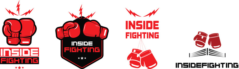 boxing club logo set vector art