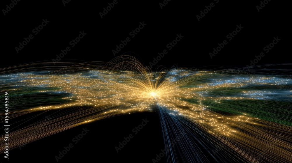 Poster stunning abstract visualization of light trails and dynamic lines in a dark background