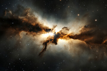 Obraz premium Vast cosmic dust cloud illuminated by nearby stars showcasing the beauty of the universe in intricate detail