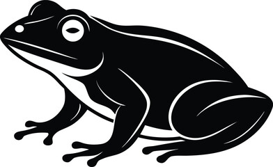 Frog Silhouette Vector Illustration – Amphibian Icon Collection Featuring Wildlife Frogs in Black Silhouette Style. frog on a white background