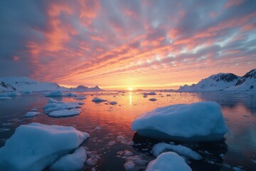Sunset on Iceberg, Northern Regions