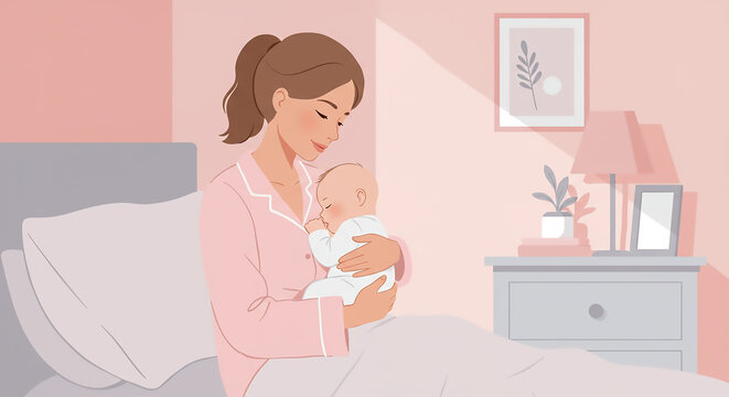 Mother's Embrace A Gentle Moment of Connection and Love with Baby at Bedside