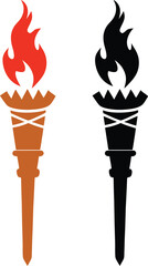 Summer tiki torch icon set, vector, silhouette, illustration, Hand drawn, sketch, of, Hawaiian, bamboo, Torch, on a white background. Hawaii set. Summer, holidays, at hawaii. Paradise, island