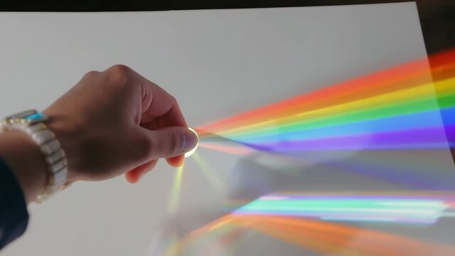 Optical Prism Refracting White Light into a Vibrant Rainbow Spectrum on White Background for Science Education