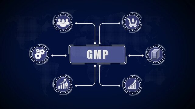 Internet, business, Technology and network concept. GMP, Success and business concept, futuristic holographic advanced HUD circle platform Business. Technology network background.