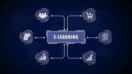 Internet, business, Technology and network concept. E-LEARKING, Success and business concept, futuristic holographic advanced HUD circle platform Business. Technology network background. - Powered by Adobe