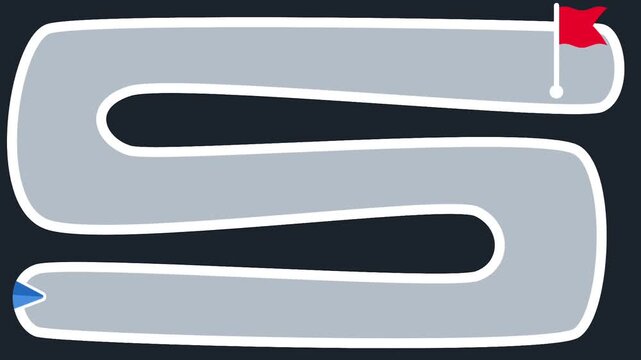 A winding road illustration in gray and white symbolizing detours, road trips, or alternative navigation routes in digital mapping applications