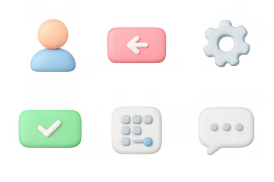 3d pastel user interface icons with modern minimalist design