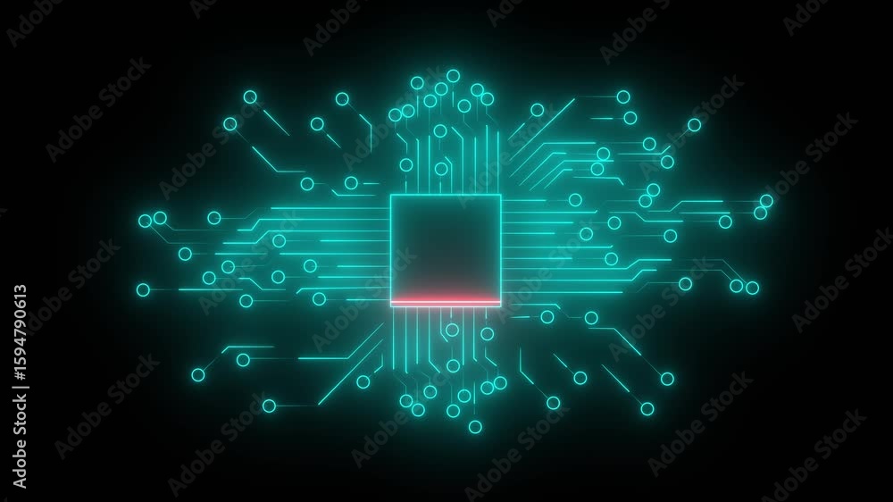Aufkleber futuristic circuit board animation. electronic data flow circuit board glowing animation. high tech 