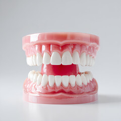 Obraz premium Realistic Dental Model with White Teeth and Pink Gums