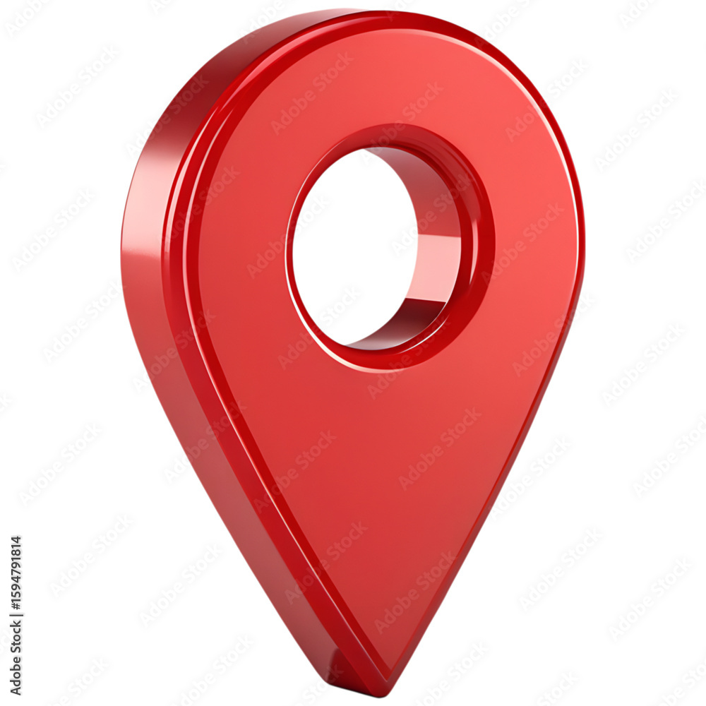 Poster vibrant red location pin icon for maps and navigation applications glossy 3d rendered design