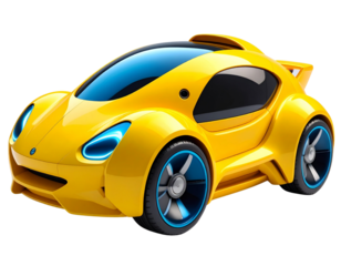 Bright yellow futuristic toy car design  