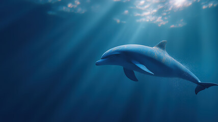 Fototapeta premium Dolphin Swimming Gracefully in Ocean Waters Generative AI
