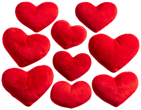 Collection of plush red hearts on a Transparent Background - Powered by Adobe
