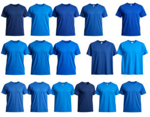 Collection of stylish men's t-shirts in various shades of blue