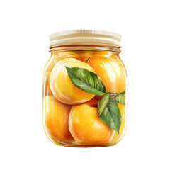 Freshly Picked Apricots in a Jar with Green Leaves, Perfect for Summer Preserves and Healthy Snacking on transparent background