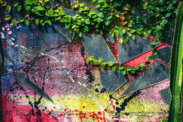 Beautiful street art graffiti. Abstract creative drawing fashion colors on the walls of the city. Urban Contemporary Culture