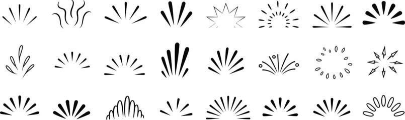 Obraz premium Set of Bursting Star Sunbeams Isolated on White Background, Comic Explosion Elements