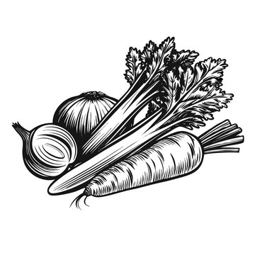 black and white vegetables still life clip art preview