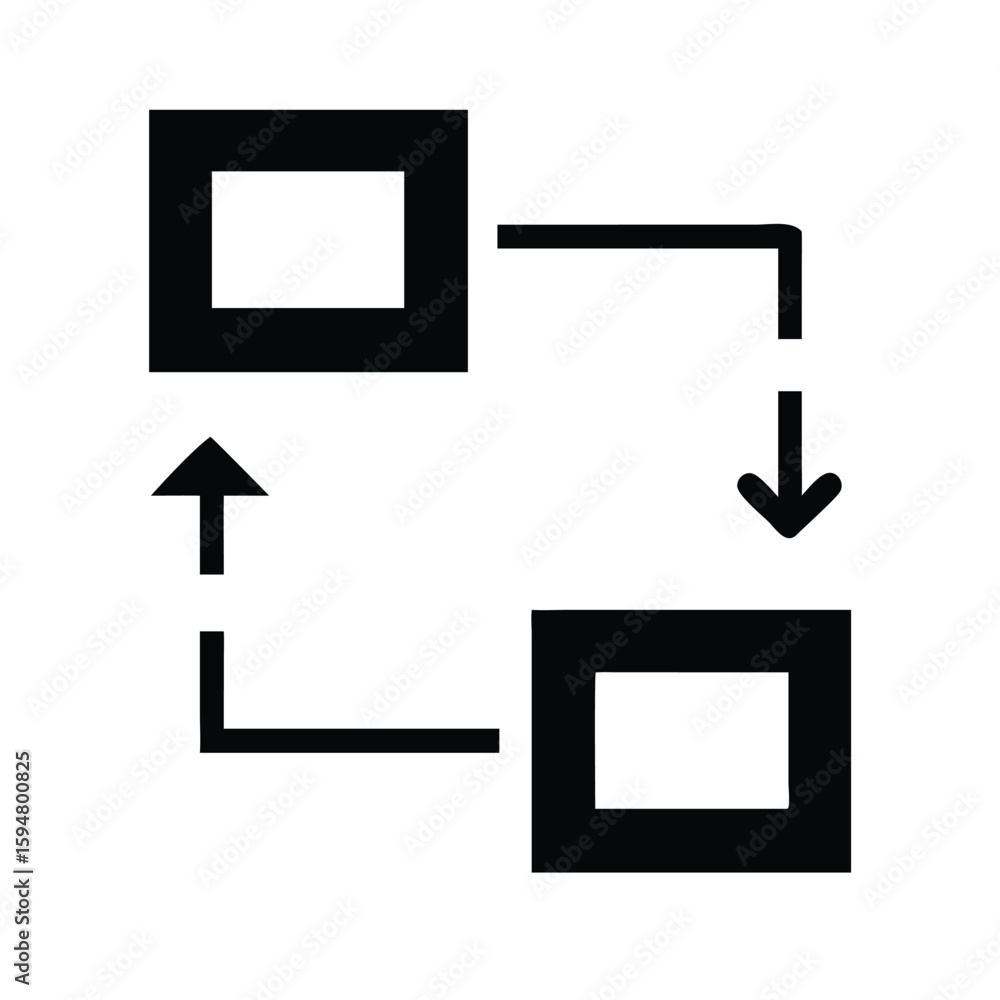 Poster data flow diagram with arrows and boxes vector illustration for process mapping and system design ne