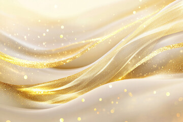 Elegant gold shimmer waves on soft beige background for phone display