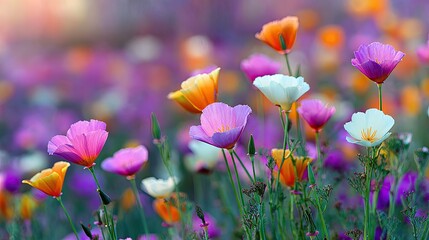 Obraz premium Colorful wildflowers in a vibrant field.