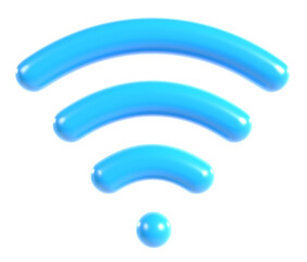 青い光沢3Dワイファイアイコンのイラスト
