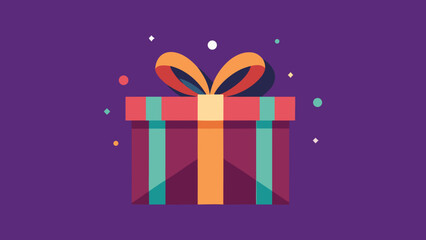 Gift box vector illustration with ribbon bow for Christmas birthday holiday celebration greeting card design