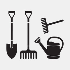 Simple Set of Gardening Tools Icons
