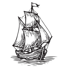Vintage Sailing Ship Illustration with Nautical Elegance for Designs