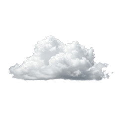 A single, magnificent fluffy bright white cumulus cloud with clear contours, volumetric, isolated on a transparent background with no shadows, ultra realistic professional photograph, concept of