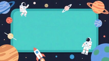宇宙飛行士と惑星を備えた明るいピクセル化された宇宙フレームの背景