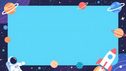 ピクセルアートスタイル宇宙背景 フレーム 惑星 ロケット 宇宙飛行士 星
