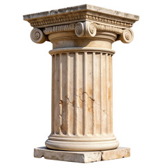 Fototapeta premium Vintage Doric Pillar with Capital, Side View Isolated on Transparent Background