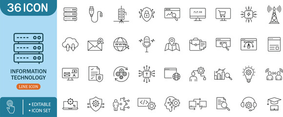 Information Technology,Network, Cloud, Data ,Security, Innovation, Icon Settechnology, information, cloud, network, server, security, data, internet, coding, web, digital, system, signal, innovation, 