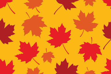 Obraz premium Autumn Leaves Pattern Red, Orange and Yellow Maple Leaf Illustration