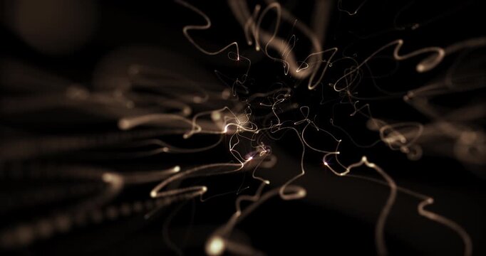 Sparkles trail moving and shining with black background. Loop