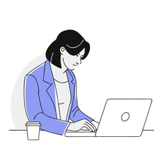 Business Woman Working at Desk Illustration