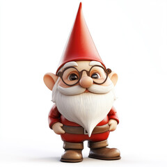 3D funny cartoon gnome close-up, isolated, on a white background. Fairytale character, cute print, illustration for printing on fabric, paper, porcelain, ceramics, packaging of children's toys.