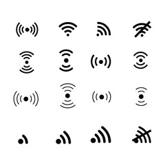 WI-FI silhouette, vector icon set  and wireless connection symbol.