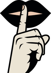 Shhh Gesture Vector Illustration – Finger on Lips Symbol for Silence, Secret, and Privacy