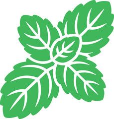 Obraz premium Mint Leaves Vector Illustration – Flat Green Herbal Leaf Design for Food, Organic, and Natural Themes
