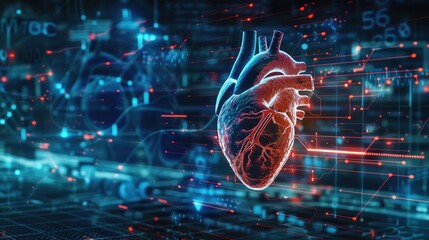 Fototapeta premium Heartbeat signal cardiogram concept for medical technology and health reports