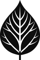 Highly Detailed Black Silhouette Leaf Icon Vector Graphic for Design Projects