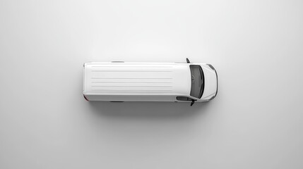 Top view of a white van on a white background.