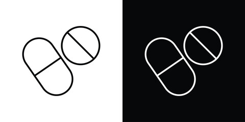 Pills icon linear icon. Line with editable stroke