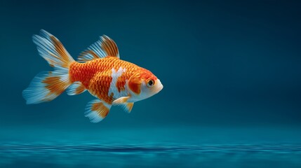 Bright orange goldfish swimming underwater