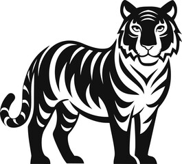 Obraz premium Highly Detailed Black Silhouette Icon of a Tiger for Design Projects