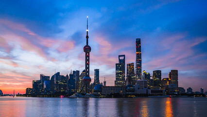 shanghai skyline at sunrise