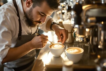 Barista Creating Latte Art Coffee Shop Cafe Delicious Caffeine Break
